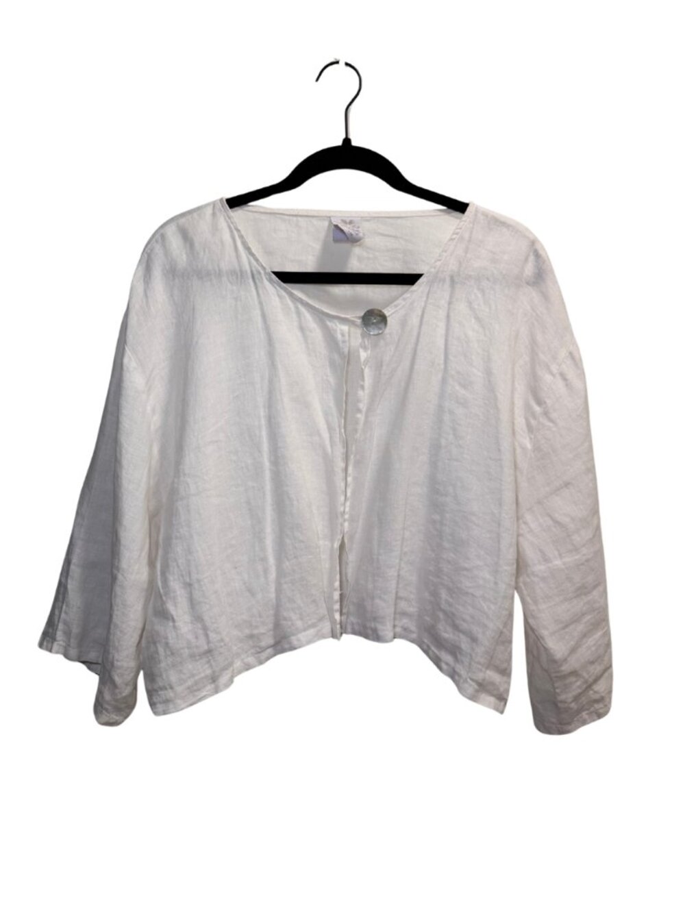Match Point White Oversized Cropped Button Front Top Large